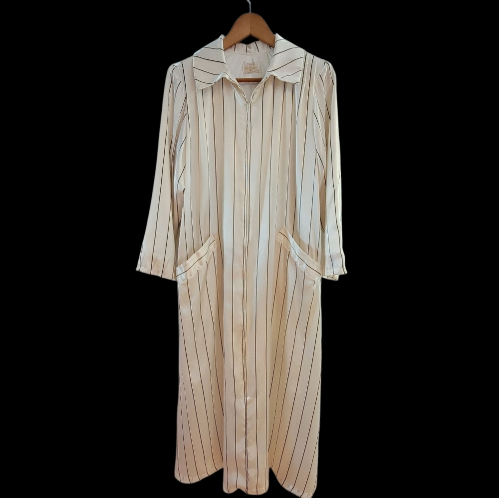 Vintage Flo Weinberg Zip-Up‎ Satin Robe Small USA Made